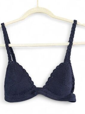 Jonathan Simkhai Navy Crocheted Triangle Bralette